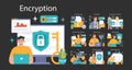 Data encryption set. Personal information, internet access or database