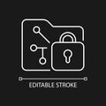 Data encryption white linear icon for dark theme