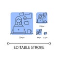 Data entry jobs blue linear icons set