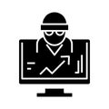 Data espionage black icon, concept illustration, vector flat symbol, glyph sign.