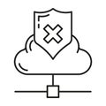 Data exchange cloud icon, protect remote info storage, database computer technology information outline flat vector illustration, Royalty Free Stock Photo