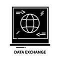 data exchange icon, black vector sign with editable strokes, concept illustration Royalty Free Stock Photo