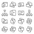 Data exchange icons set vector illustration. Contains such icon as Database, Sync, Data transfer, Backup and more. Expanded Stroke