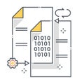 Data exchange related color line vector icon, illustration