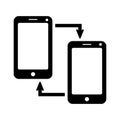 Data exchanging, wireless sharing icon. Black color