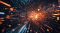 Data explosion radiating light particles in digital space Royalty Free Stock Photo