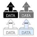 Data export icons, colorful and black data boxes with arrows Royalty Free Stock Photo