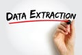Data Extraction - act or process of retrieving data out of sources for further data processing or data storage, text concept