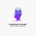 Data, extraction, head, knowledge, sharing Purple Business Logo Template. Place for Tagline Royalty Free Stock Photo