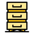 Data file drawer icon color outline vector