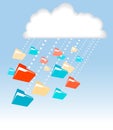 Data file folder rain cloud computing technology Royalty Free Stock Photo