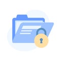 Data file with padlock showing flat concept icon of secure folder, data security vector Royalty Free Stock Photo