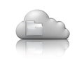 File storage. Gray cloud with folder. 3d illustration computer icon isolated on white. Cloud computing concept Royalty Free Stock Photo