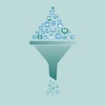 Data Filtering and Analysis Funnel Concept Royalty Free Stock Photo