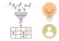 Data Filtering Concept with Binary Code, Funnel, and Organized Table Representing Efficiency Royalty Free Stock Photo