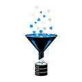 Data Filtering Concept with Funnel and Database Royalty Free Stock Photo