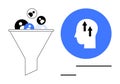 Data Filtering and Knowledge Improvement Concept with Funnel and Human Brain Icon Royalty Free Stock Photo