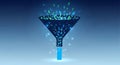 Data Filtering Through a Funnel technology digital Royalty Free Stock Photo
