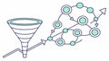 Data filtering through a funnel vector concept icon, vector design Generative AI Royalty Free Stock Photo