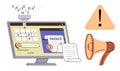 Data Filtering, Invoice Processing, and Alert Notification on a Computer Screen Royalty Free Stock Photo