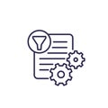 Data filtering line icon, vector