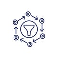 Data filtering process line icon