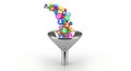 Data Filtering and Processing - Funnel Concept with Social Media Icons Royalty Free Stock Photo