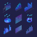 Data Finance Graphic Sign 3d Icon Set Isometric View. Vector