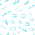 Data Financial Graphs Seamless Pattern Background 3d Isometric View. Vector Royalty Free Stock Photo