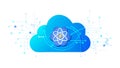 Data Flow Atom Cloud: Networked Intelligence, vector design Generative AI Royalty Free Stock Photo