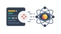 Data Flow into Atomic Structure, Quantum Computing, vector design Generative AI Royalty Free Stock Photo
