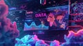 Data flow concept, big data technology and data science illustration, visualizing complex information. Generative AI Royalty Free Stock Photo