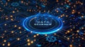 Data flow concept, big data technology and data science illustration, visualizing complex information. Generative AI Royalty Free Stock Photo