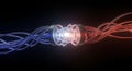 Data Flow Connection: Illuminated Wires and Central Core Royalty Free Stock Photo