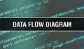 Data flow diagram with Binary code digital technology background. Abstract background with program code and Data flow diagram. Royalty Free Stock Photo