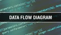 Data flow diagram with Binary code digital technology background. Abstract background with program code and Data flow diagram.