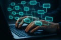 Data flow diagram software developer working on laptop coding algorithm programming process automation Royalty Free Stock Photo