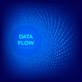 Data Flow. Digital Code. Binary data flow. Big data. Virtual tunnel warp. Coding, programming or hacking concept. Computer science Royalty Free Stock Photo