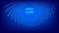 Data Flow. Digital Code. Binary data flow. Virtual tunnel warp. Coding, programming or hacking concept. Computer science Royalty Free Stock Photo