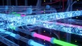 Data Flow Through Futuristic Quantum Computer Network Cables, Digital Information Transfer Royalty Free Stock Photo