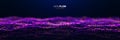 Data Flow Technology Background With Glowing Particles And Wave Grid On Dark Blue Space. Big Data, AI And Digital Royalty Free Stock Photo