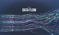 Data flow vector illustration. Digital information noise stream. Blockchain structure calculation