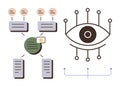 Data Flow Visualized with Analytics Chart and Futuristic Eye Representing Artificial Intelligence Royalty Free Stock Photo