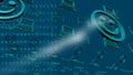 Data flowing in cyberspace on blue background Royalty Free Stock Photo