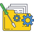 Data folder with gear and screwdriver vector icon