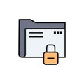 Data, Folder, Password, Protection, Secure Flat Color Icon. Vector icon banner Template
