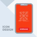 Data, framework, App, cluster, complex Line Icon in Mobile for Download Page