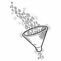 Data funnel with binary code illustration Royalty Free Stock Photo
