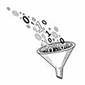 Data funnel illustration with binary code Royalty Free Stock Photo