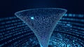 Data Funnel Transforming Information. Digital Binary Code Turns Into Insights. Data Science, Analysis, Filtering Royalty Free Stock Photo